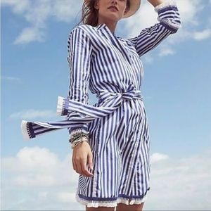 J.Crew striped/belted shirt dress